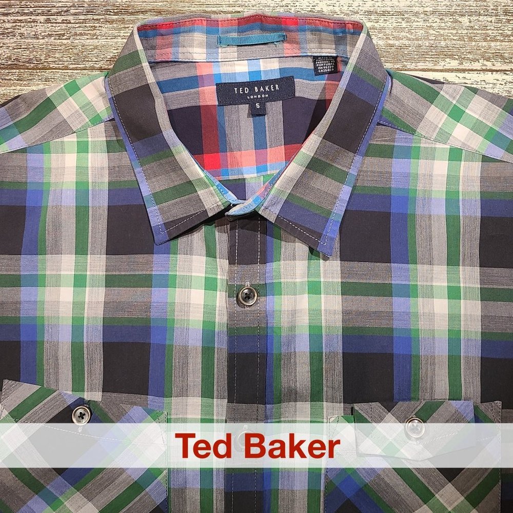 Ted Baker • 100% Cotton • Plaid • XL